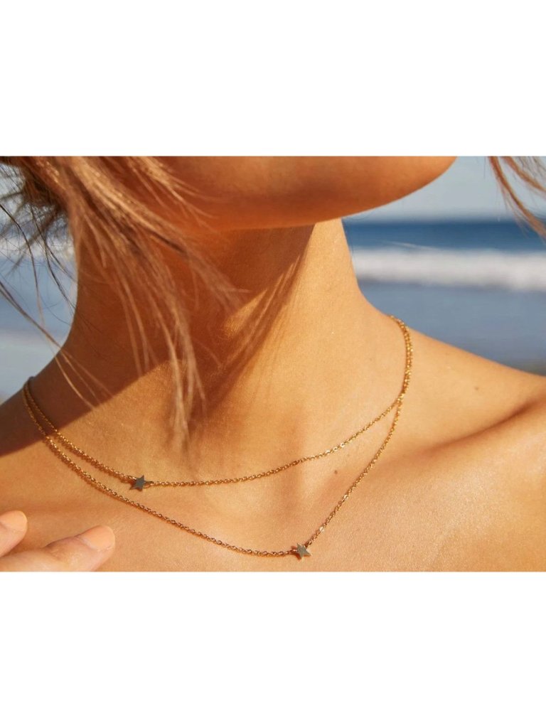 Jennifer Zeuner Gold Plated Double Chain Star Necklace Gold Plated Dainty — image 2 of 8